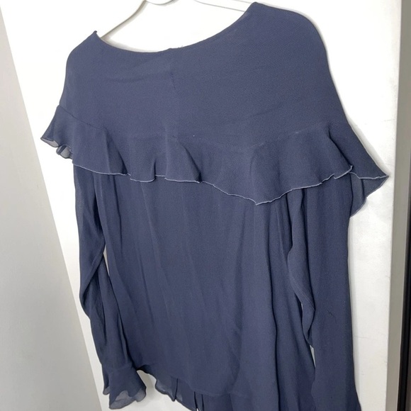 CHANEL Navy Blue Ruffle Blouse - Picture 2 of 12